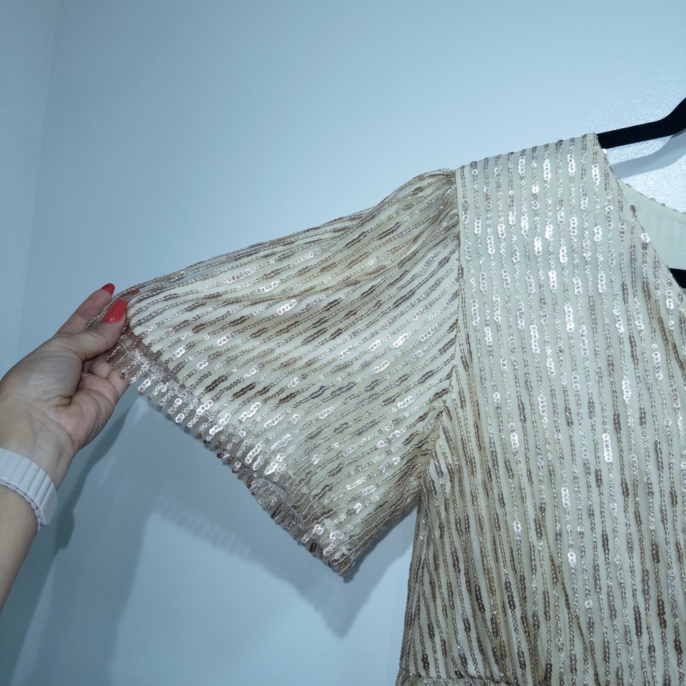 New Ivy City Co Gold Sequin Goldie Midi Dress XL - Picture 6 of 8